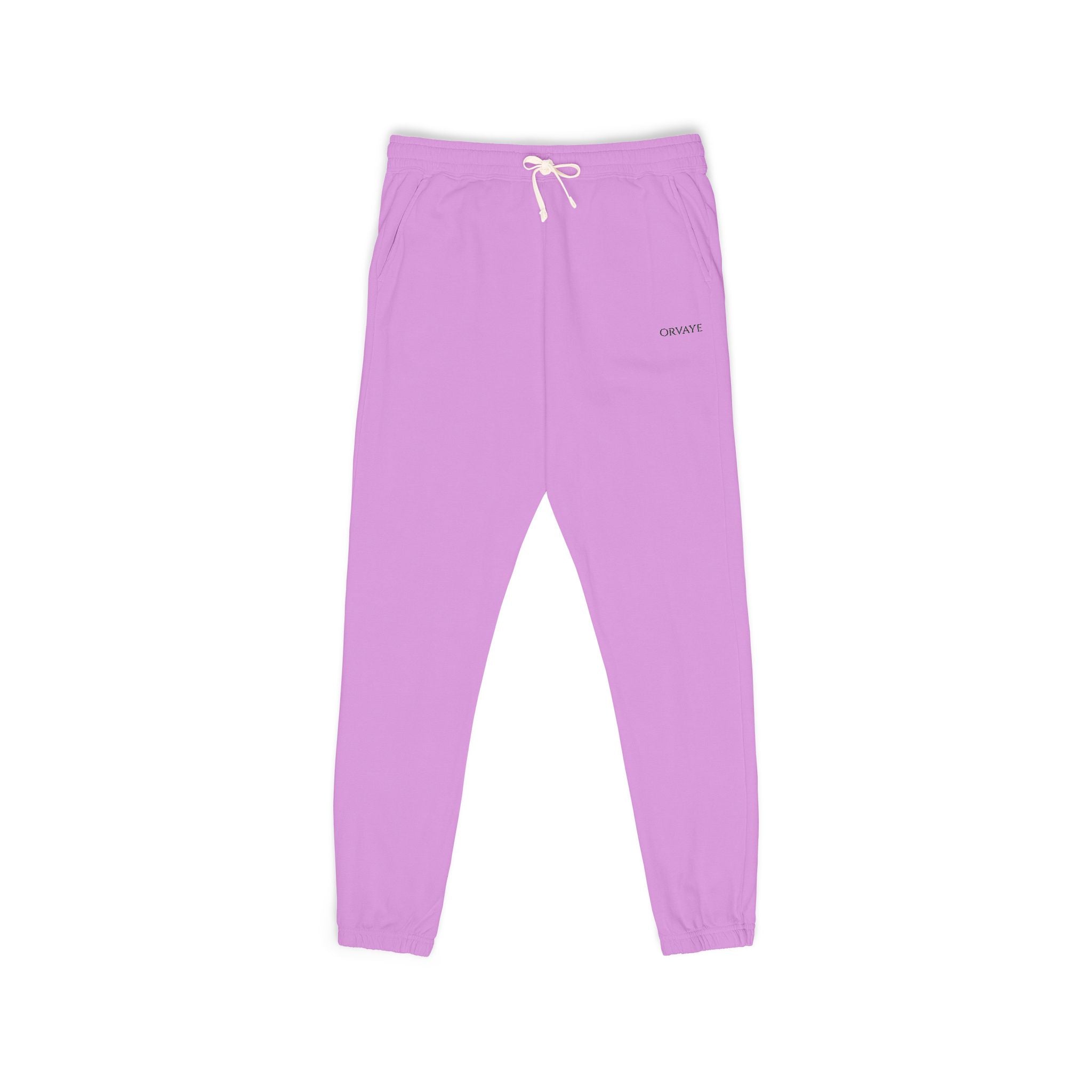 Garment-Dyed Fleece Sweatpants — Minimalist "aloha" Embroidered Lounge Joggers