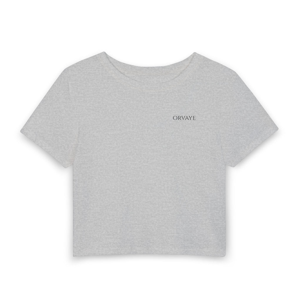 Women's Baby Tee — Minimal "Breathe" Micro-Text Crop Top