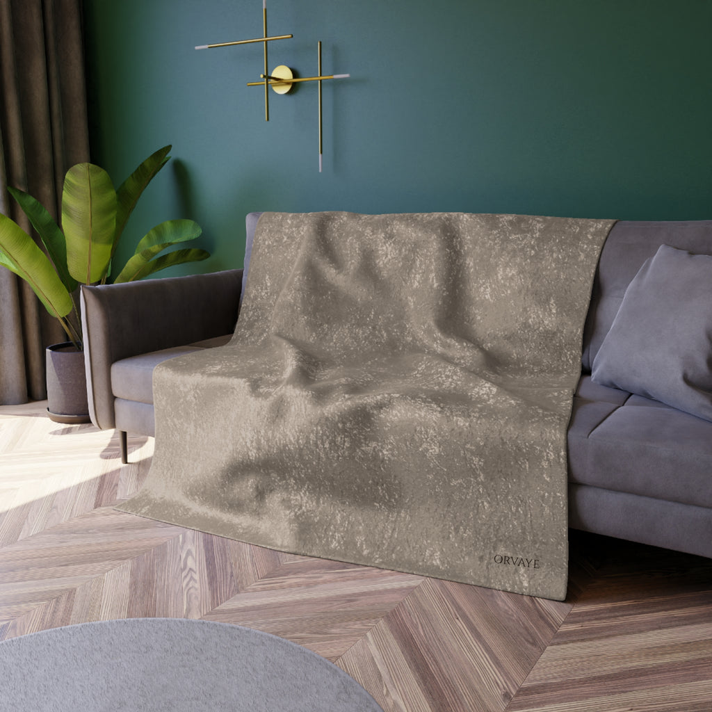 Crushed Velvet Throw Blanket – Luxurious Soft Taupe Velvet Throw for Cozy Living, Sofa & Bed