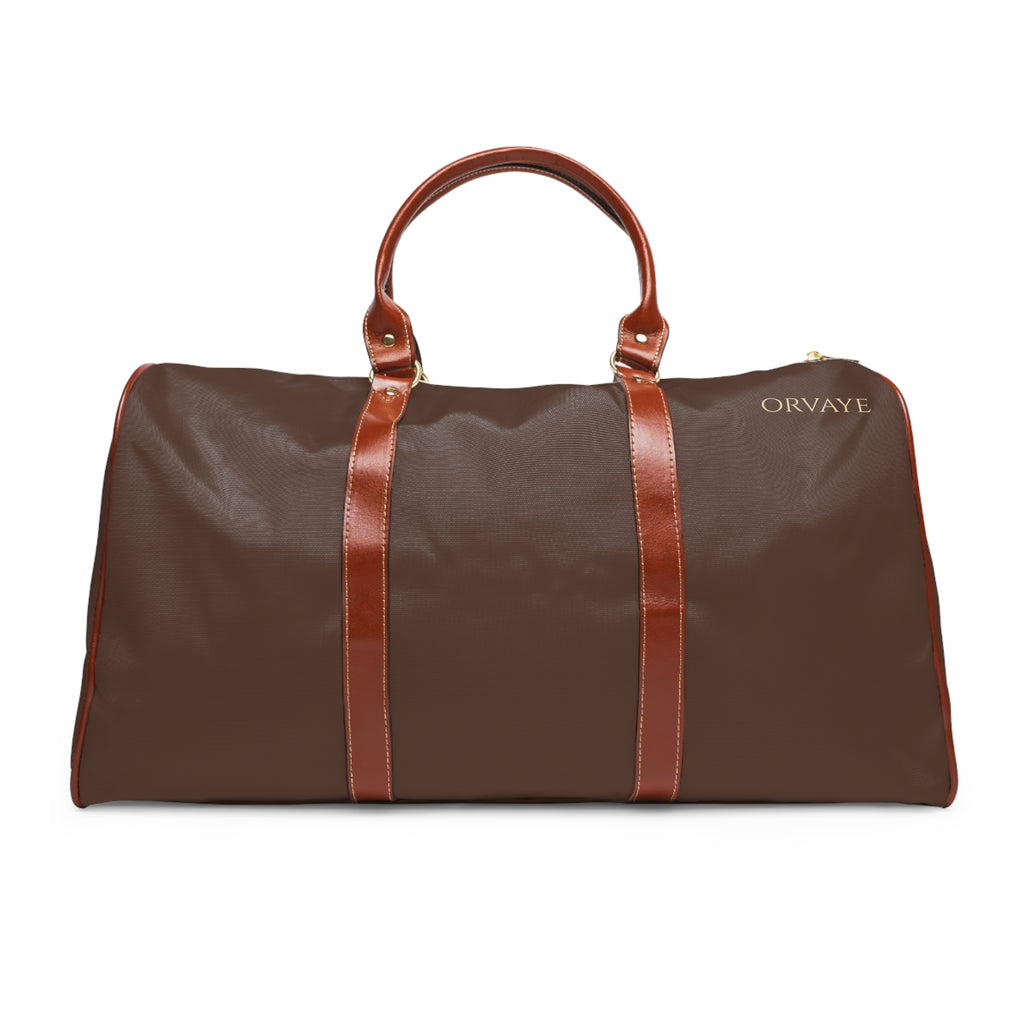 Waterproof Travel Bag - Brown Leather-Trim Weekender Duffle for Weekend Trips & Commutes