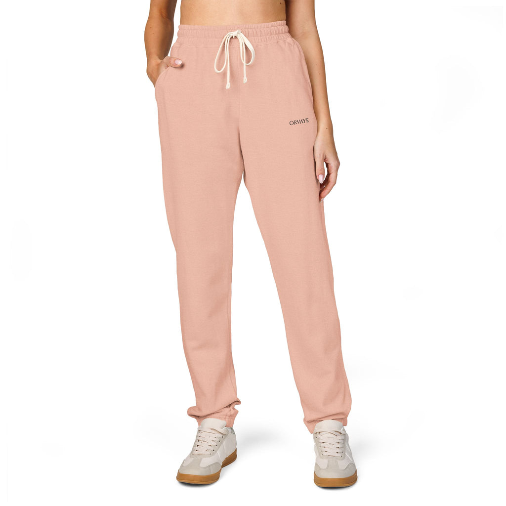 Garment-Dyed Fleece Sweatpants — Minimalist "aloha" Embroidered Lounge Joggers