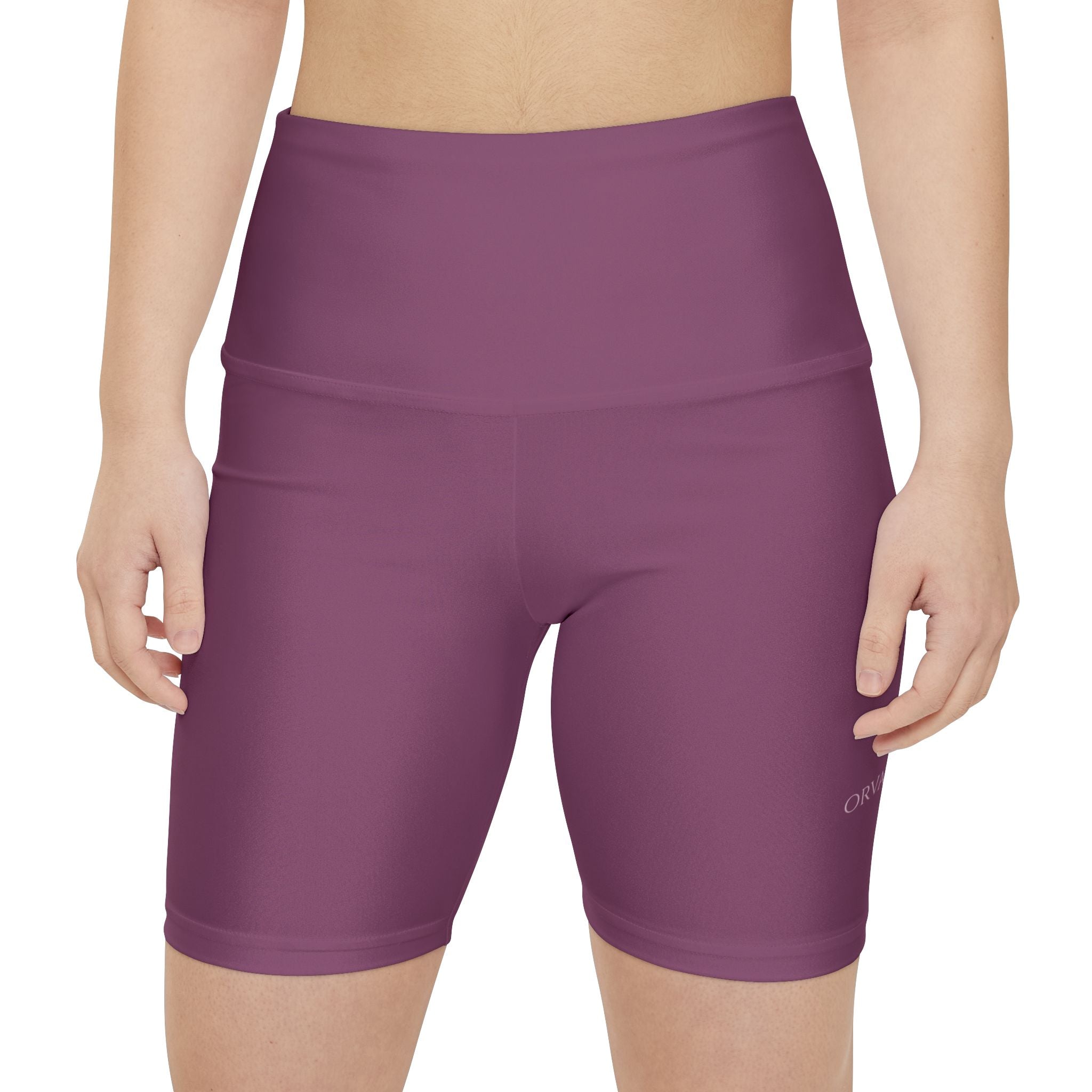 Women's Workout Shorts – Solid Plum High-Waist Athletic Biker Shorts