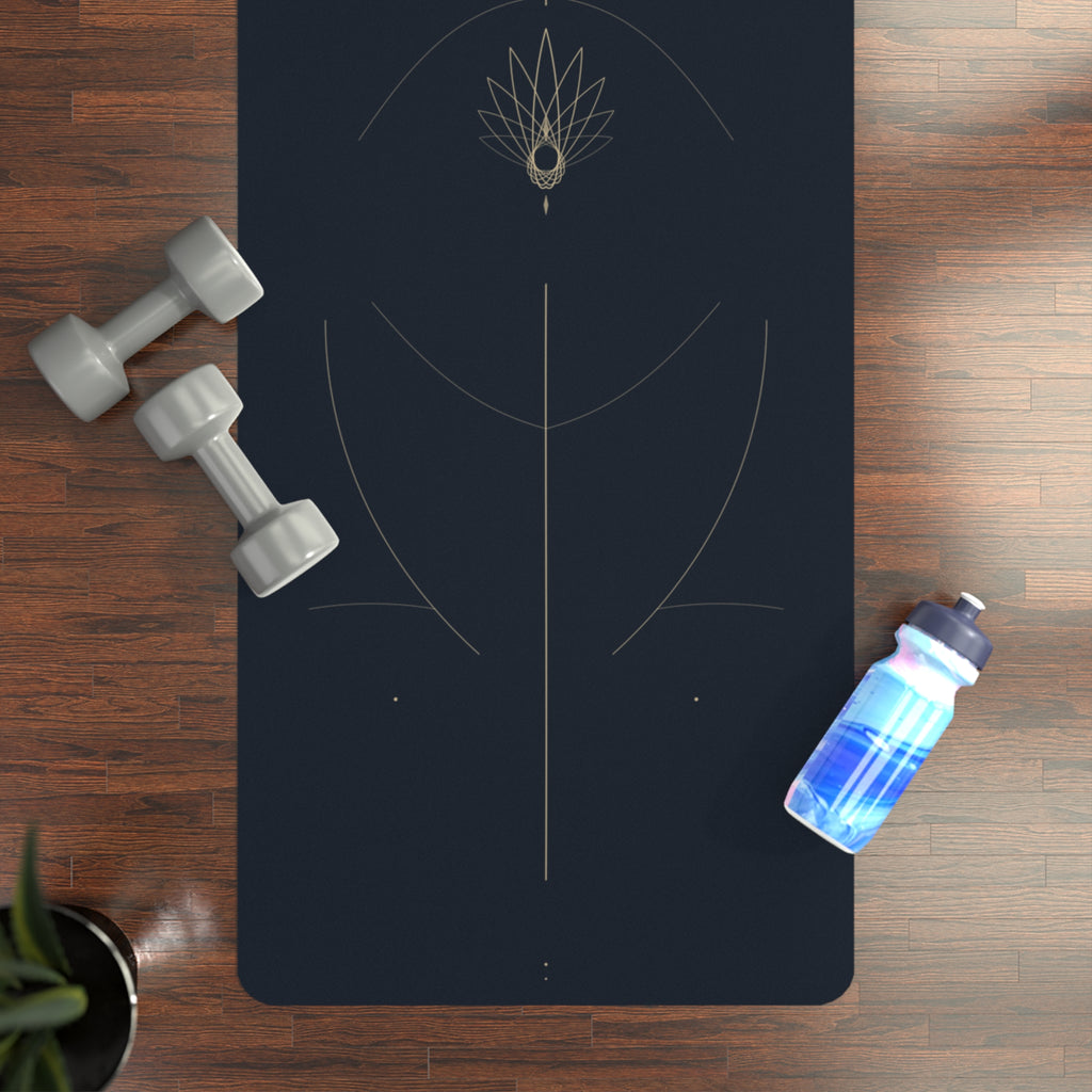 Non-Slip Rubber Yoga Mat — Alignment Guide with Lotus Center