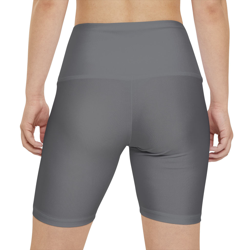 Women's Grey High-Waist Workout Shorts — Comfortable Active Biker Shorts