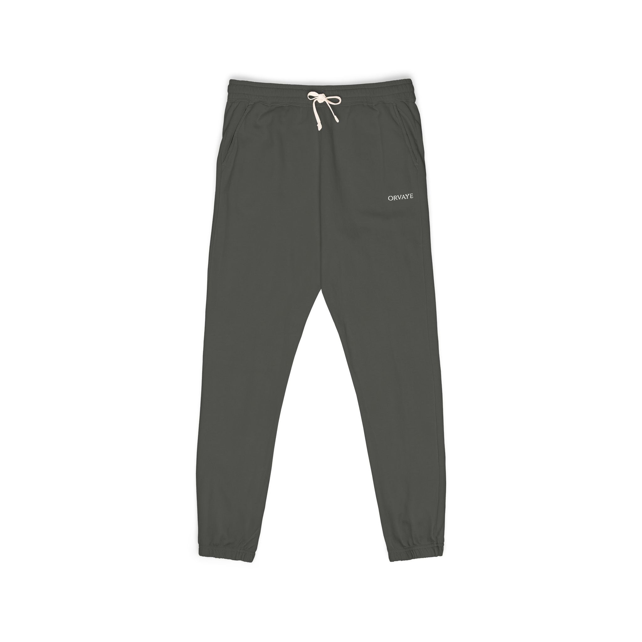 Garment-Dyed Fleece Sweatpants — Minimalist "aloha" Embroidered Lounge Joggers