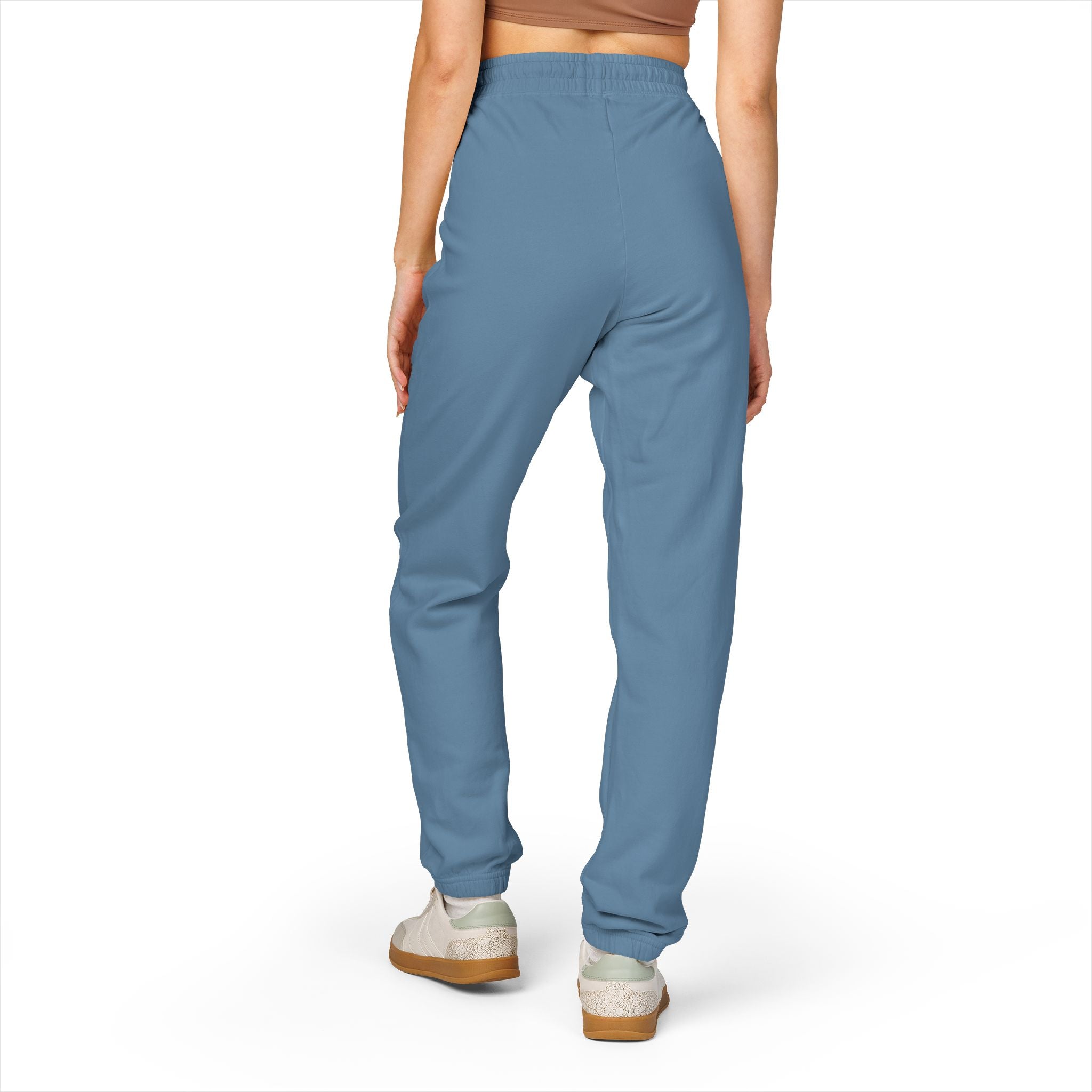 Garment-Dyed Fleece Sweatpants — Minimalist "aloha" Embroidered Lounge Joggers