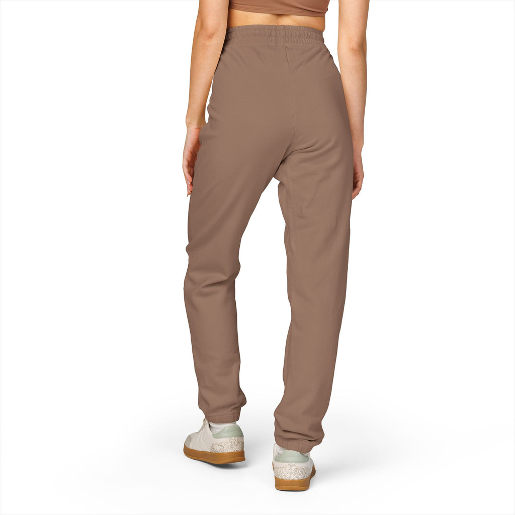 Garment-Dyed Fleece Sweatpants — Minimalist "aloha" Embroidered Lounge Joggers