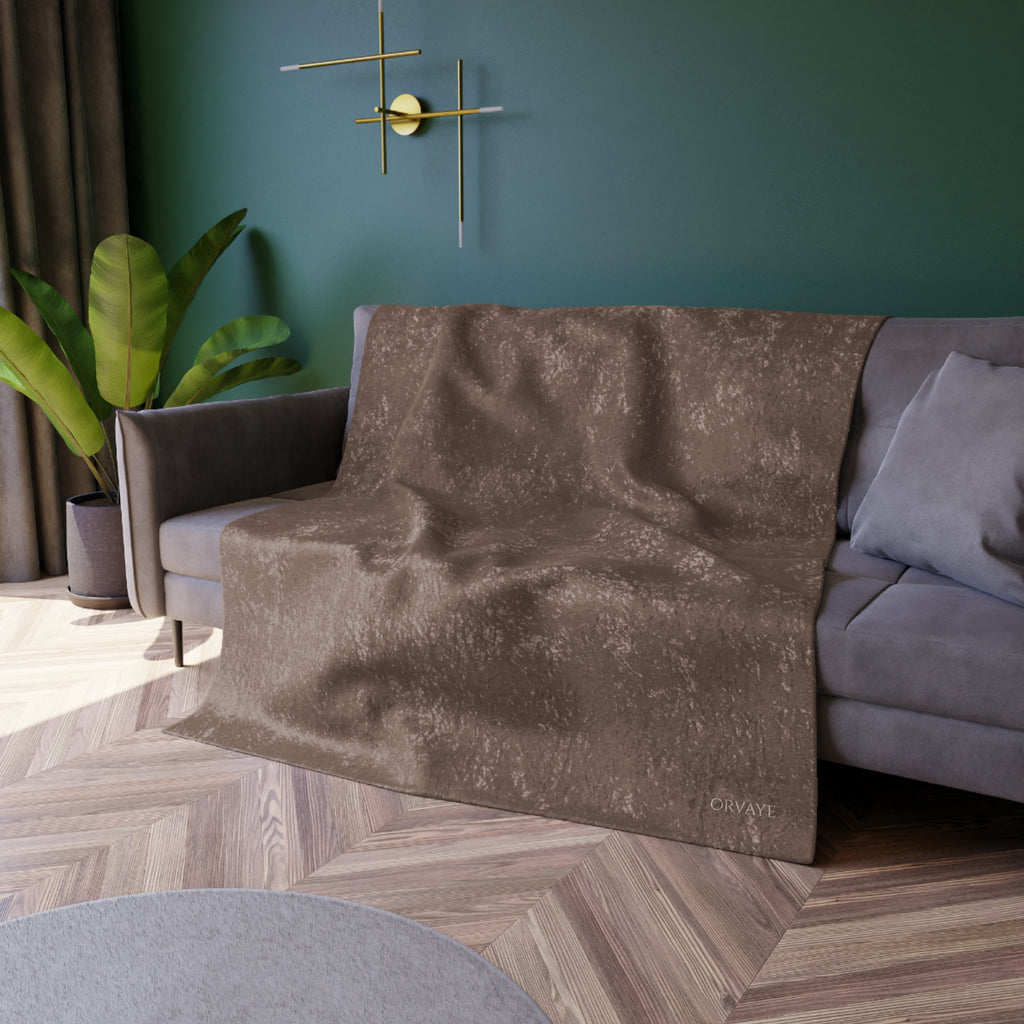 Crushed Velvet Throw Blanket — Luxurious Soft Brown Velvet Cozy Blanket for Living Room & Bedroom