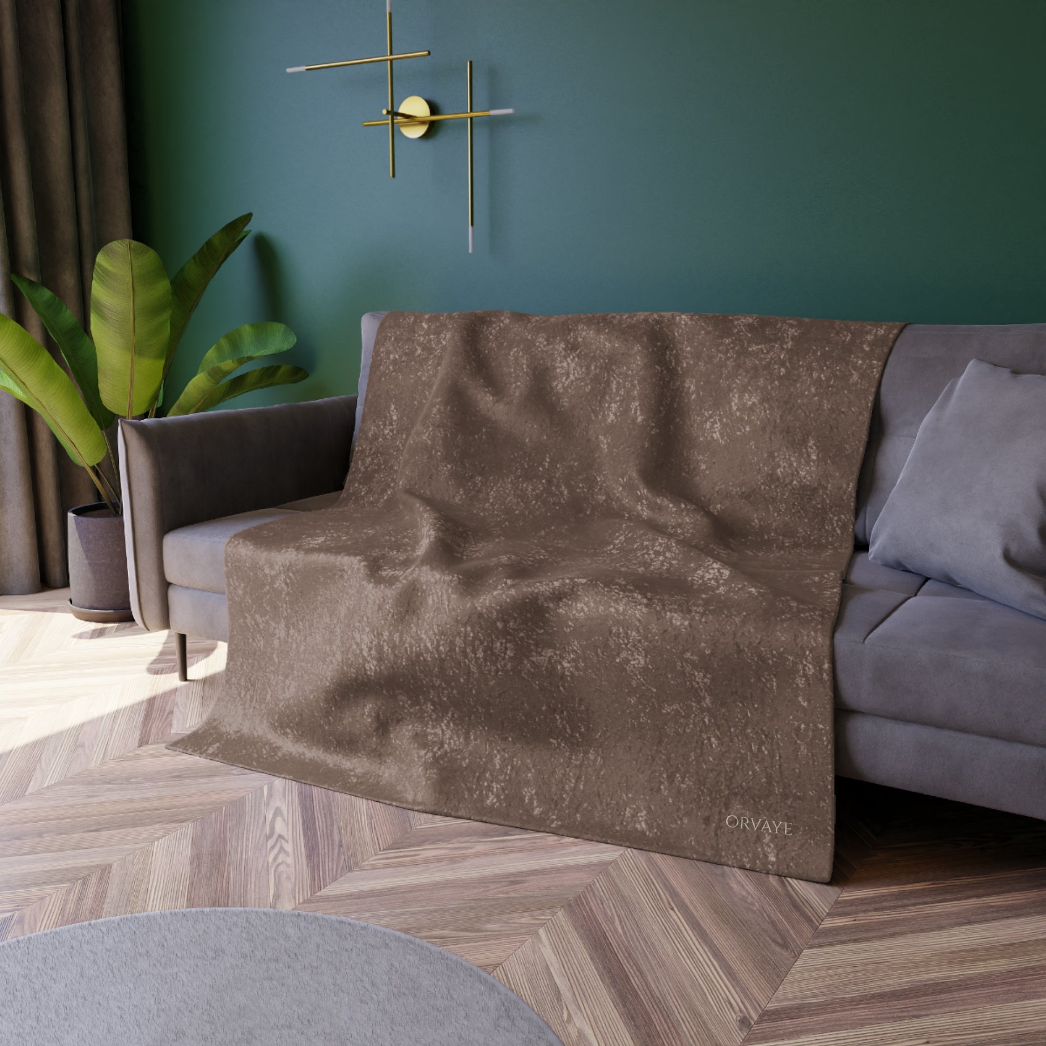 Crushed Velvet Throw Blanket — Luxurious Soft Brown Velvet Cozy Blanket for Living Room & Bedroom