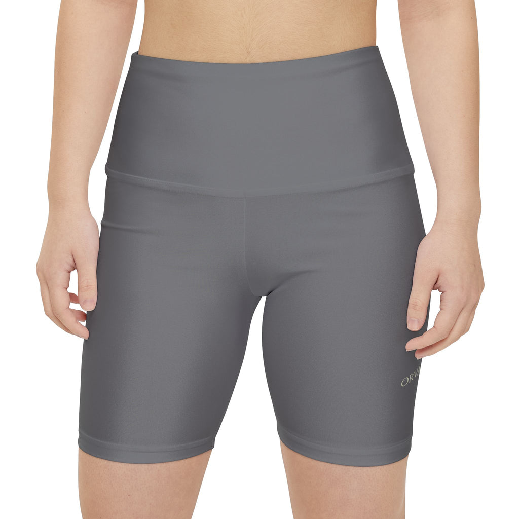 Women's Grey High-Waist Workout Shorts — Comfortable Active Biker Shorts