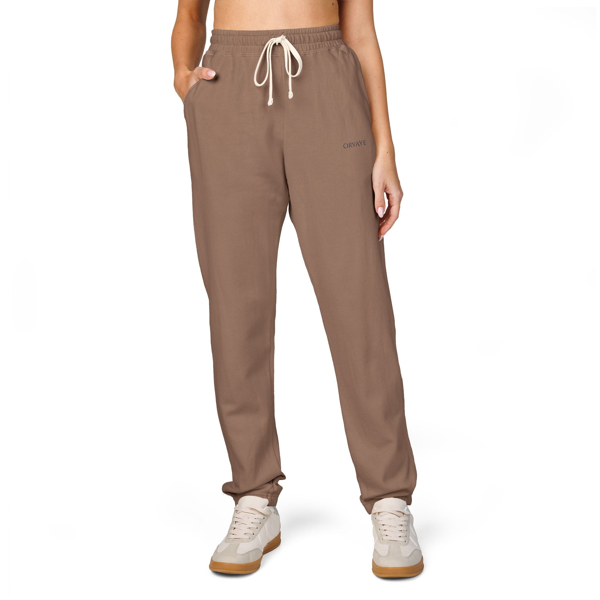 Garment-Dyed Fleece Sweatpants — Minimalist "aloha" Embroidered Lounge Joggers