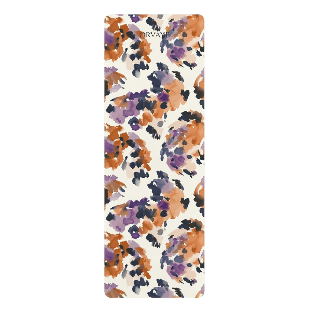 Abstract Watercolor Leopard Rubber Yoga Mat — Non-Slip Floral Animal Print Mat