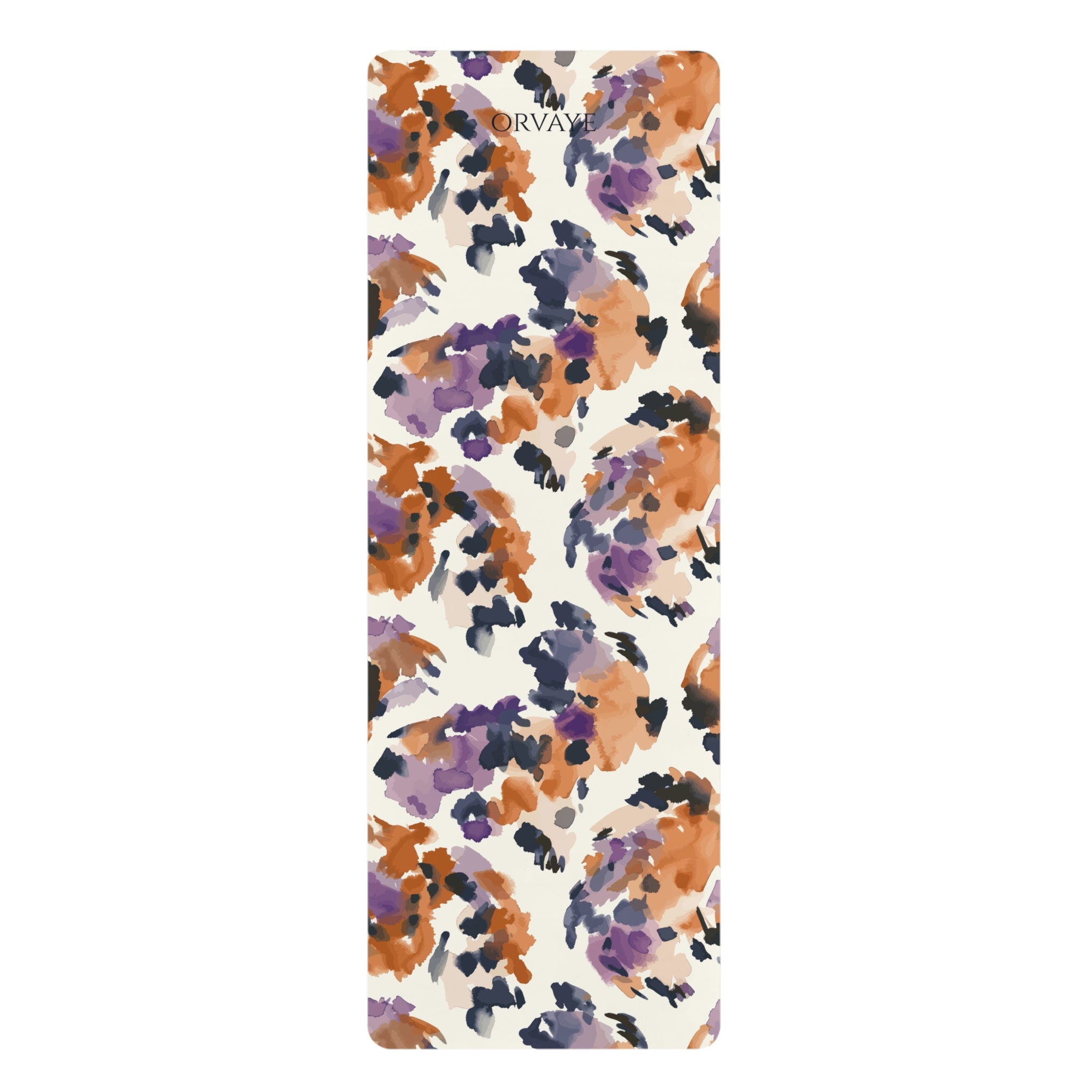 Abstract Watercolor Leopard Rubber Yoga Mat — Non-Slip Floral Animal Print Mat