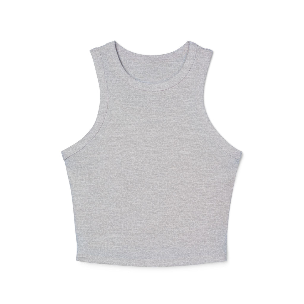 Ribbed Women’s Racer Tank Top — 'ORVAYE' Back Graphic, Cropped Summer Casual