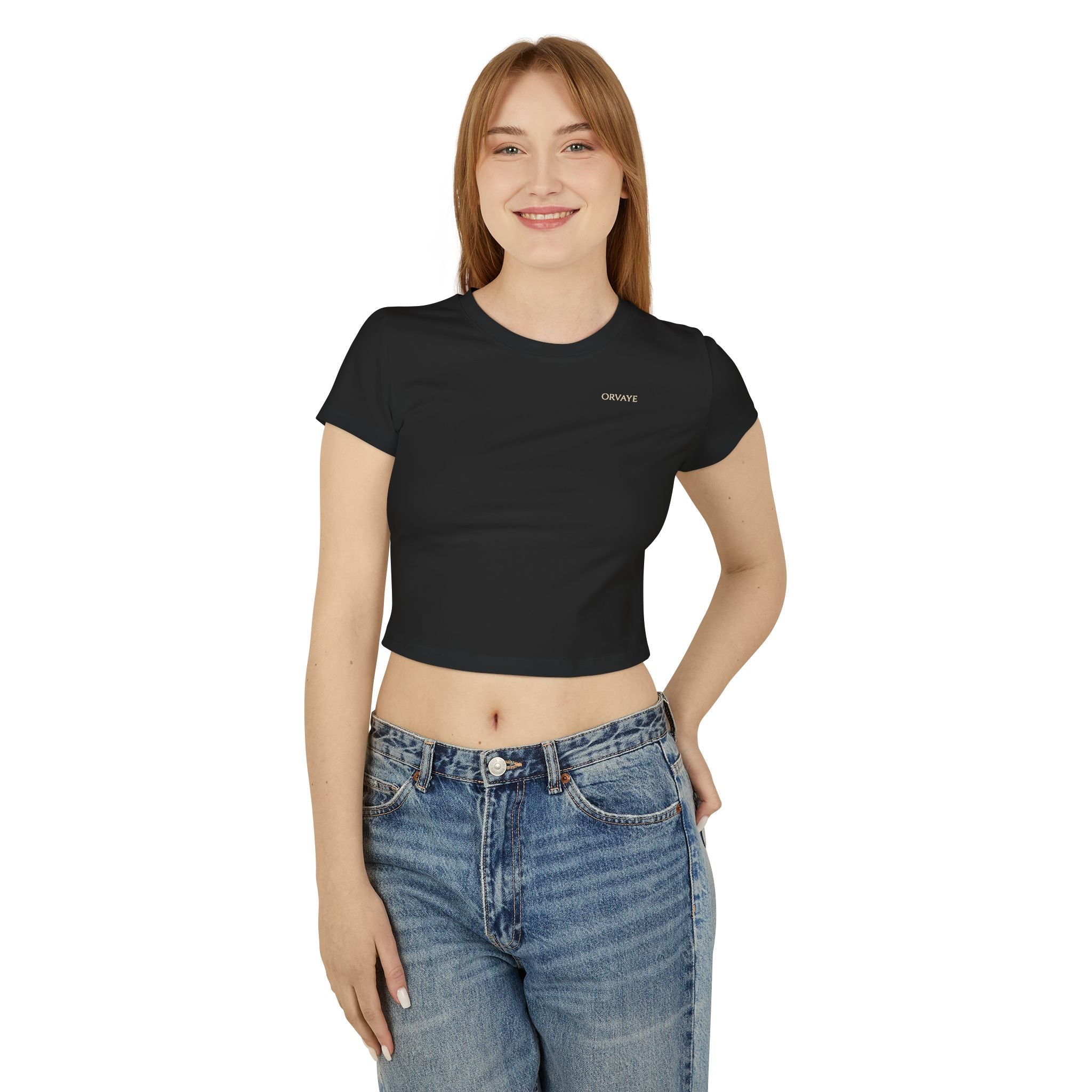 Women's Baby Tee "OBWAYE" Minimal Chest Logo Crop Top