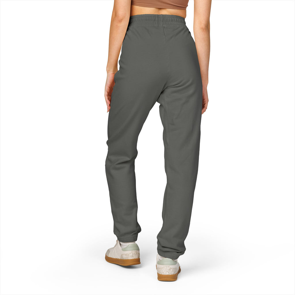 Garment-Dyed Fleece Sweatpants — Minimalist "aloha" Embroidered Lounge Joggers