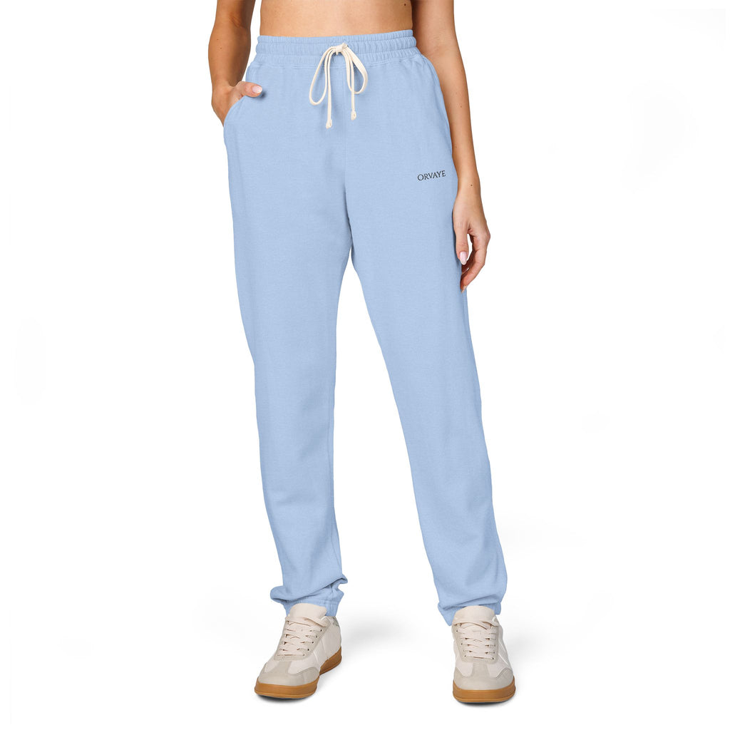 Garment-Dyed Fleece Sweatpants — Minimalist "aloha" Embroidered Lounge Joggers