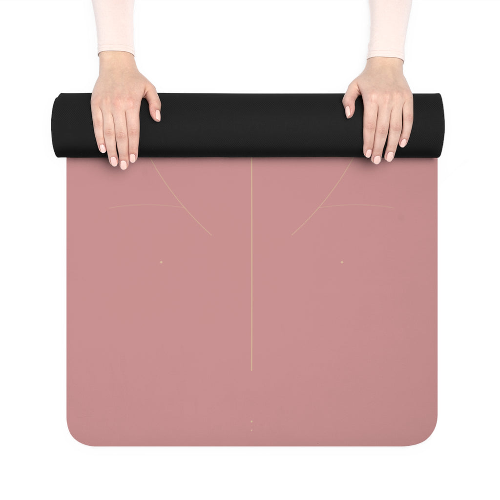 Floral Accent Rubber Yoga Mat — Non-Slip Rose Pilates Mat with Blossom Print