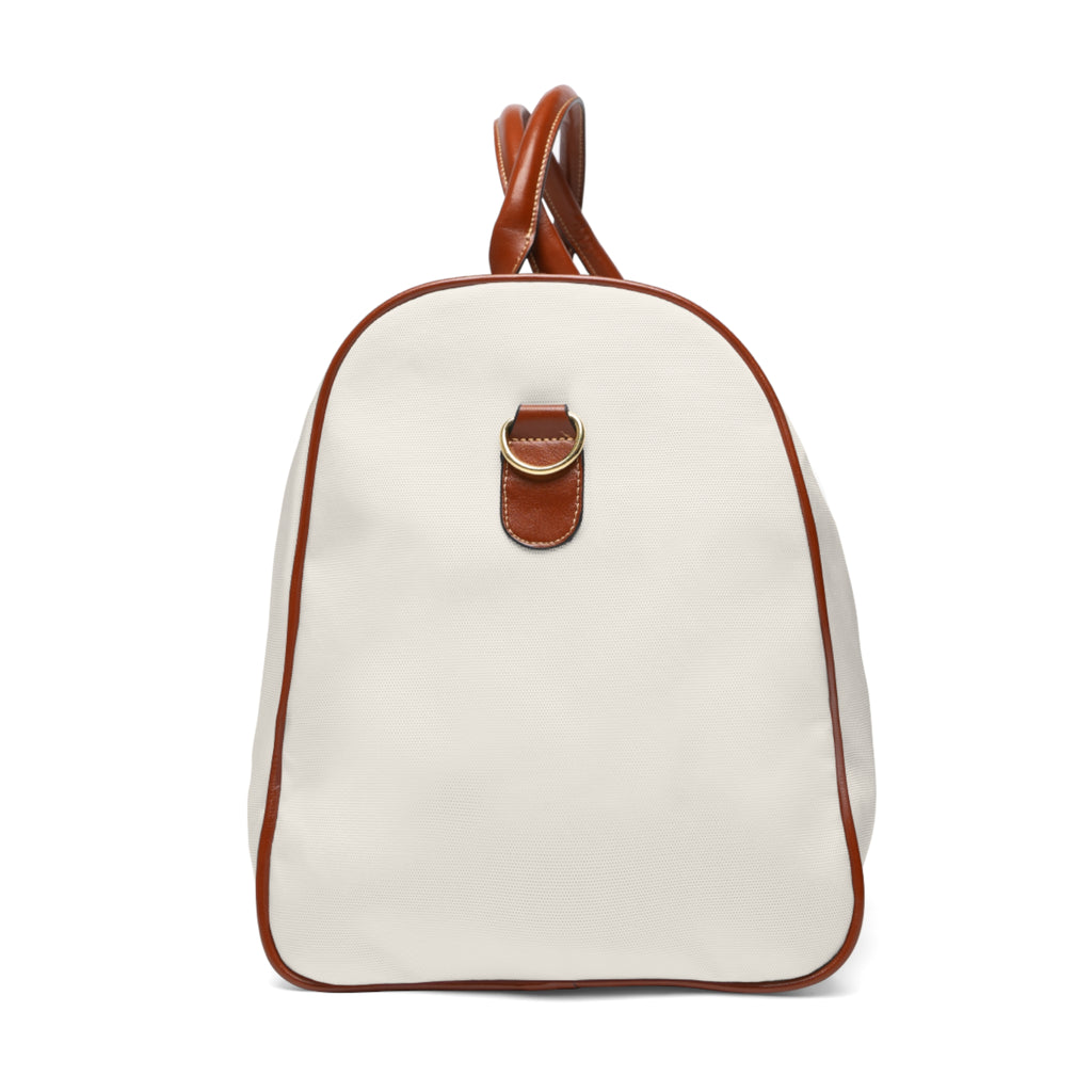 Waterproof Weekend Duffel Bag – Cream Travel Holdall with Brown Trim