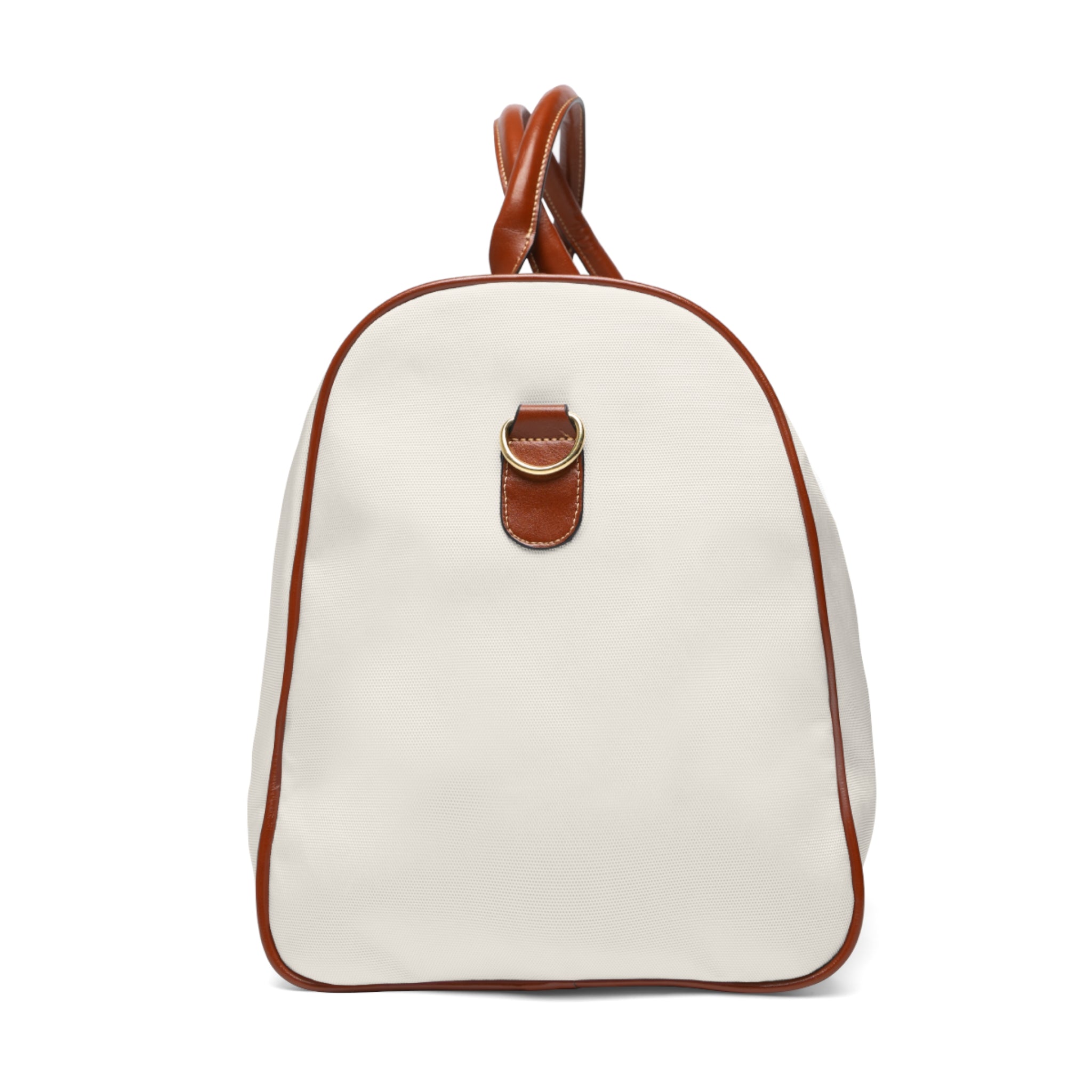 Waterproof Weekend Duffel Bag – Cream Travel Holdall with Brown Trim