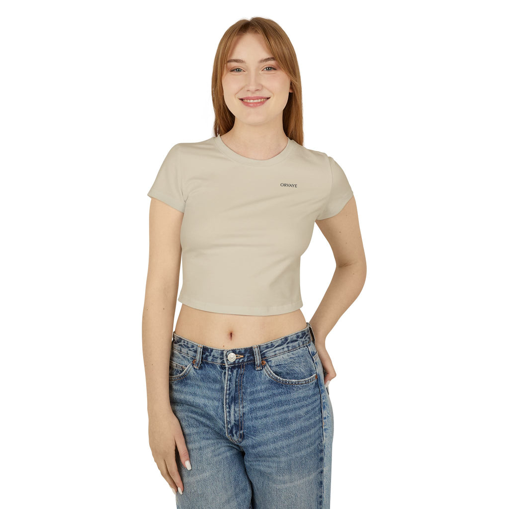 Women's Baby Tee "OBWAYE" Minimal Chest Logo Crop Top