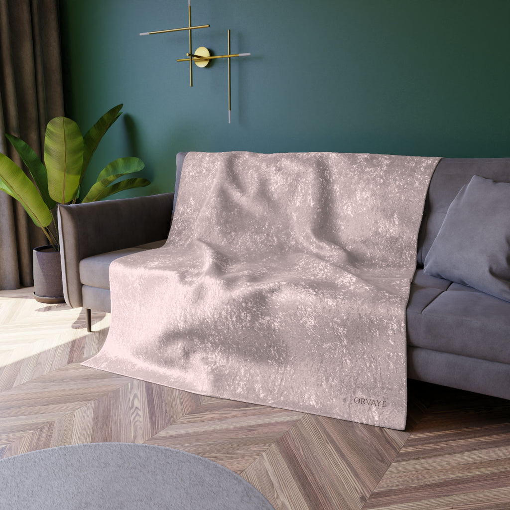 Crushed Velvet Blanket - Lux Plush Throw in Blush Pink