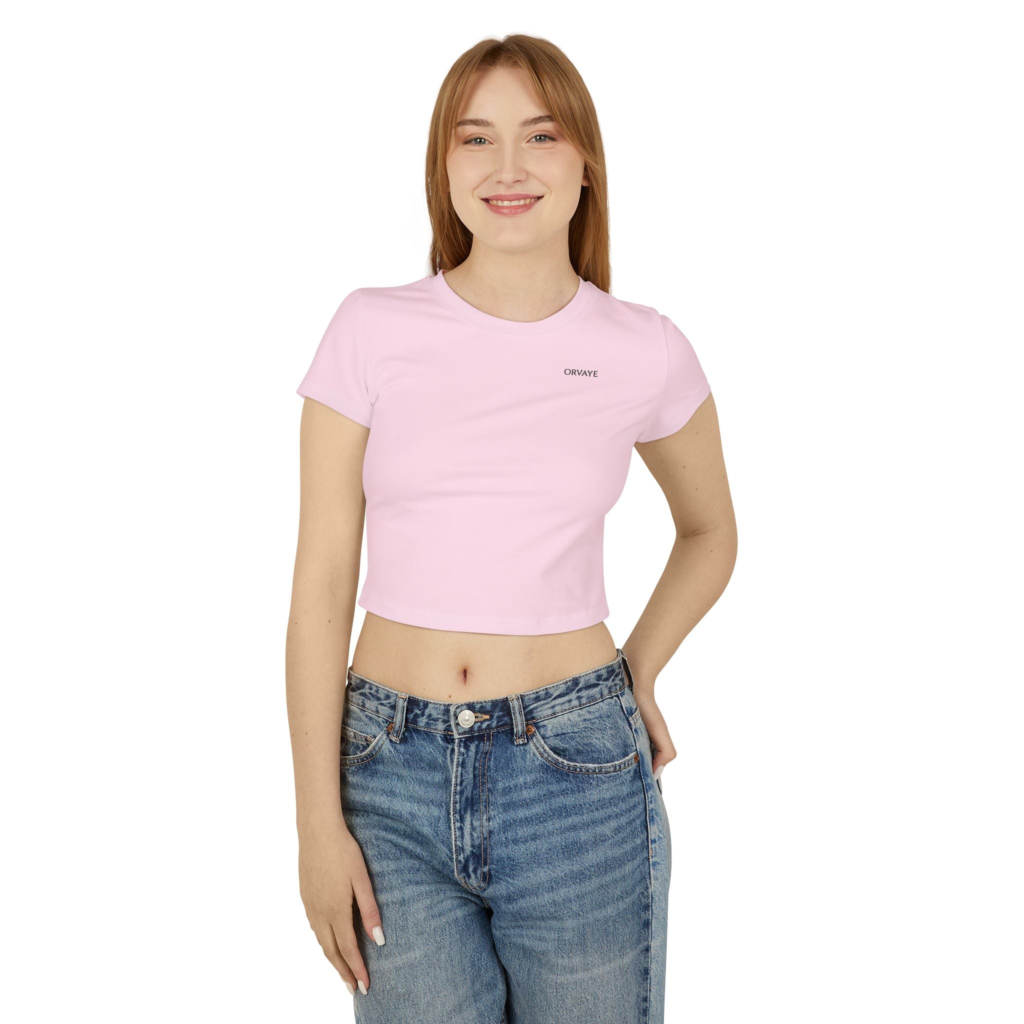 Women's Baby Tee "OBWAYE" Minimal Chest Logo Crop Top