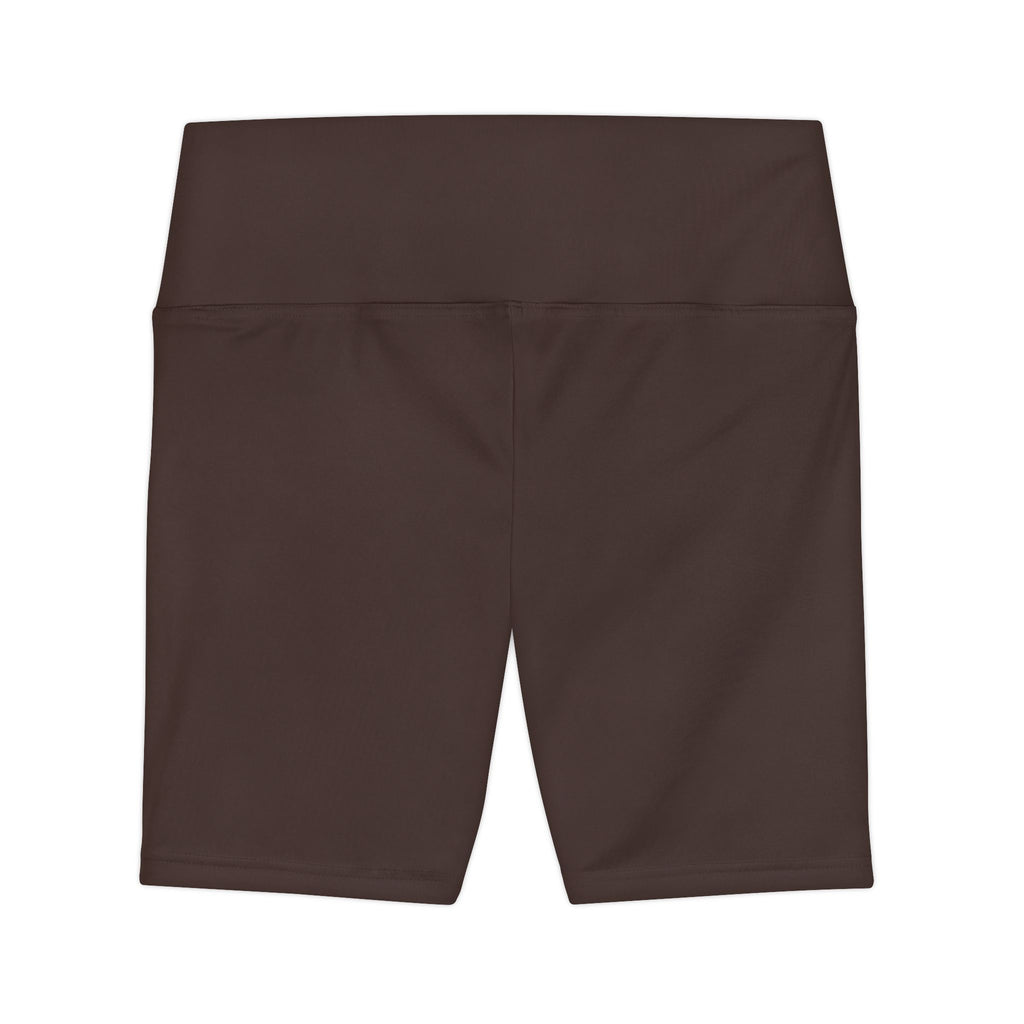 Women's Brown High-Rise Workout Shorts — Comfortable Biker Fitness Shorts