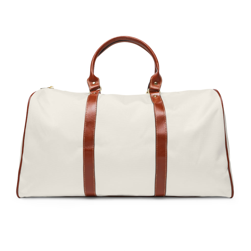 Waterproof Weekend Duffel Bag – Cream Travel Holdall with Brown Trim