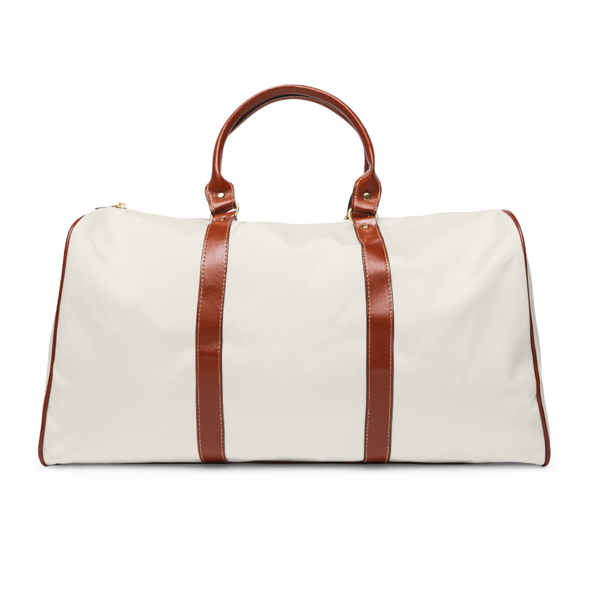 Waterproof Weekend Duffel Bag – Cream Travel Holdall with Brown Trim
