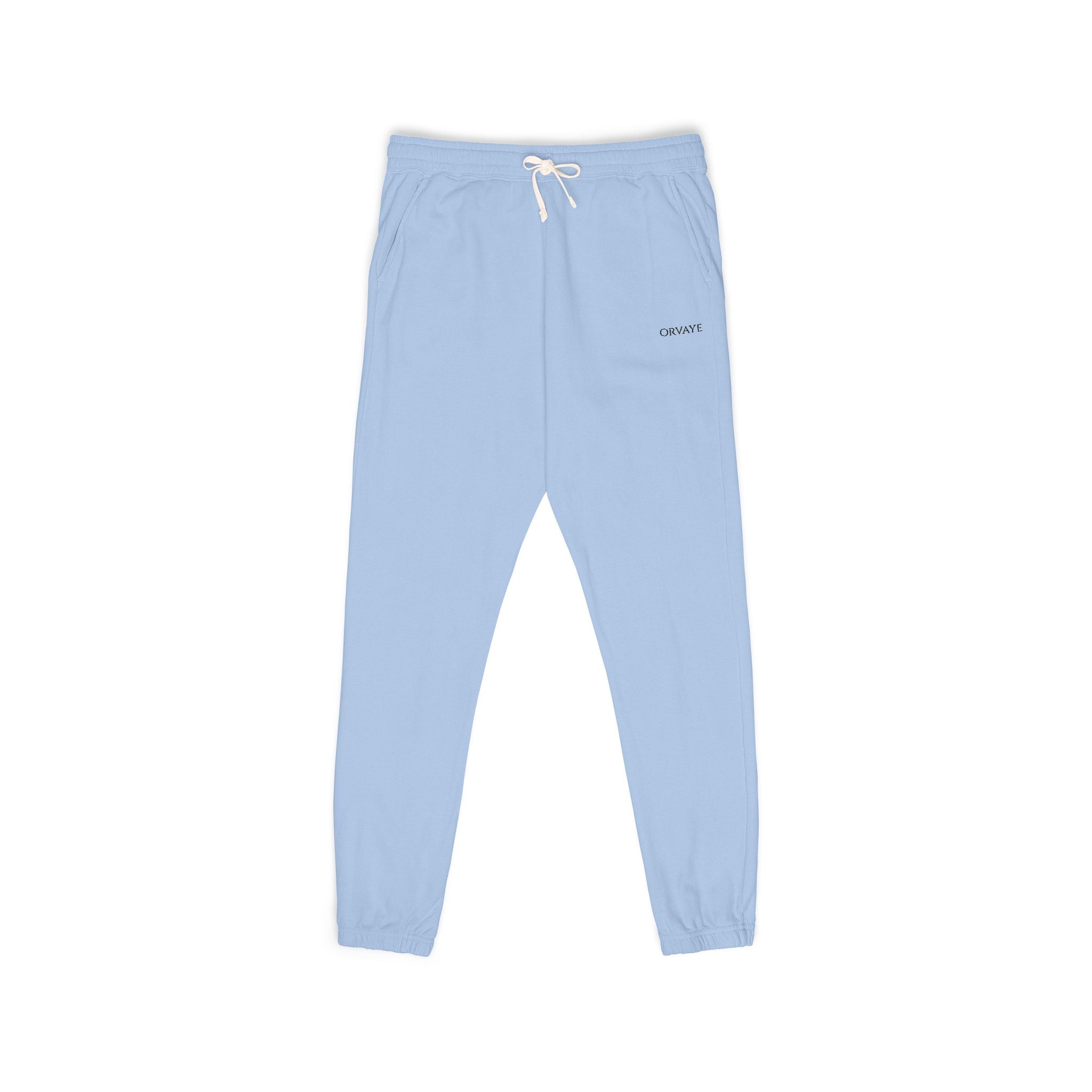 Garment-Dyed Fleece Sweatpants — Minimalist "aloha" Embroidered Lounge Joggers