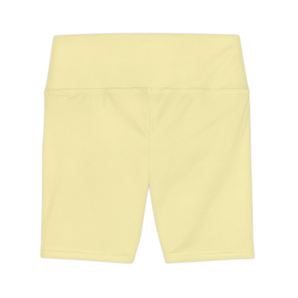 Yellow High-Waist Workout Shorts — Lightweight Women's Athletic Biker Shorts