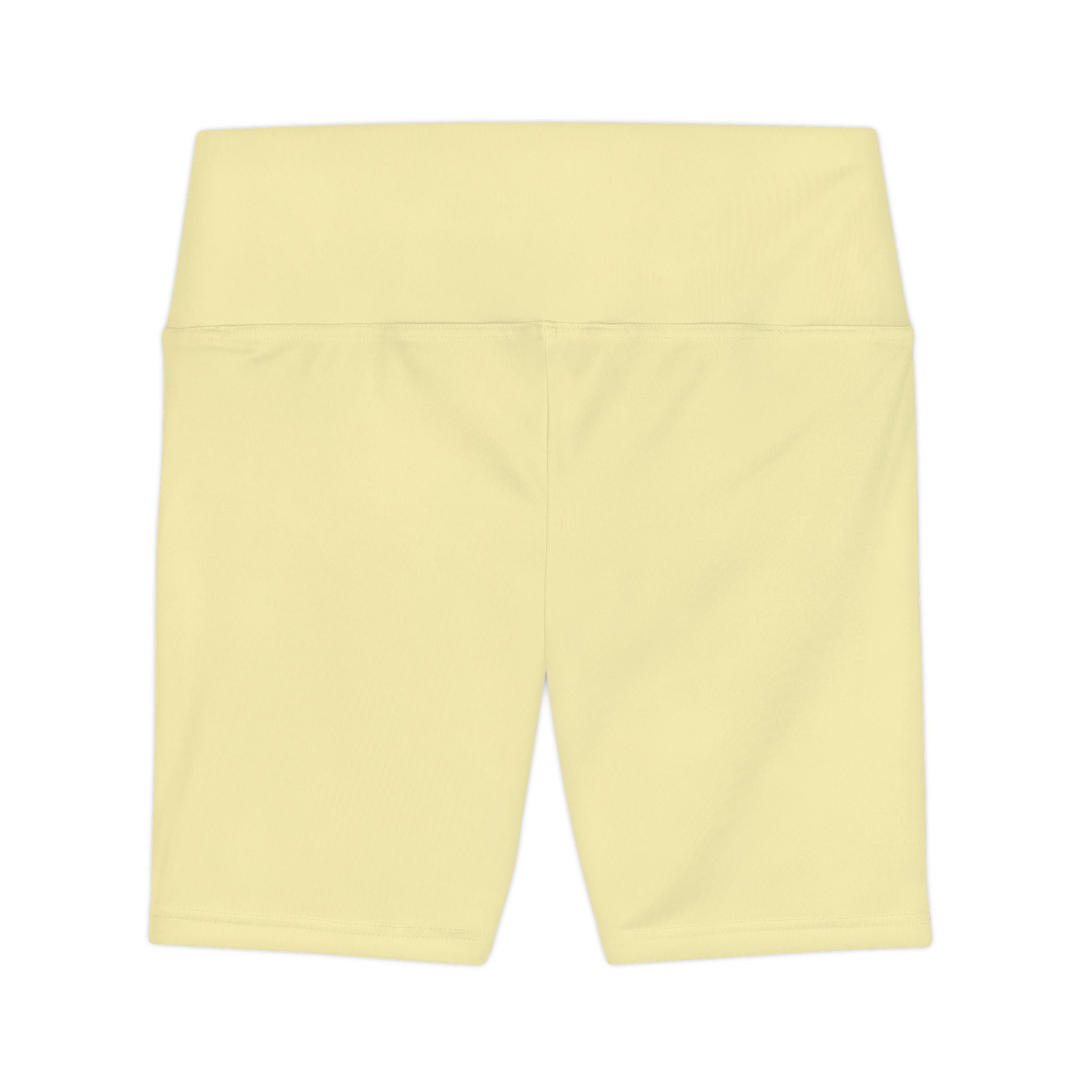 Yellow High-Waist Workout Shorts — Lightweight Women's Athletic Biker Shorts