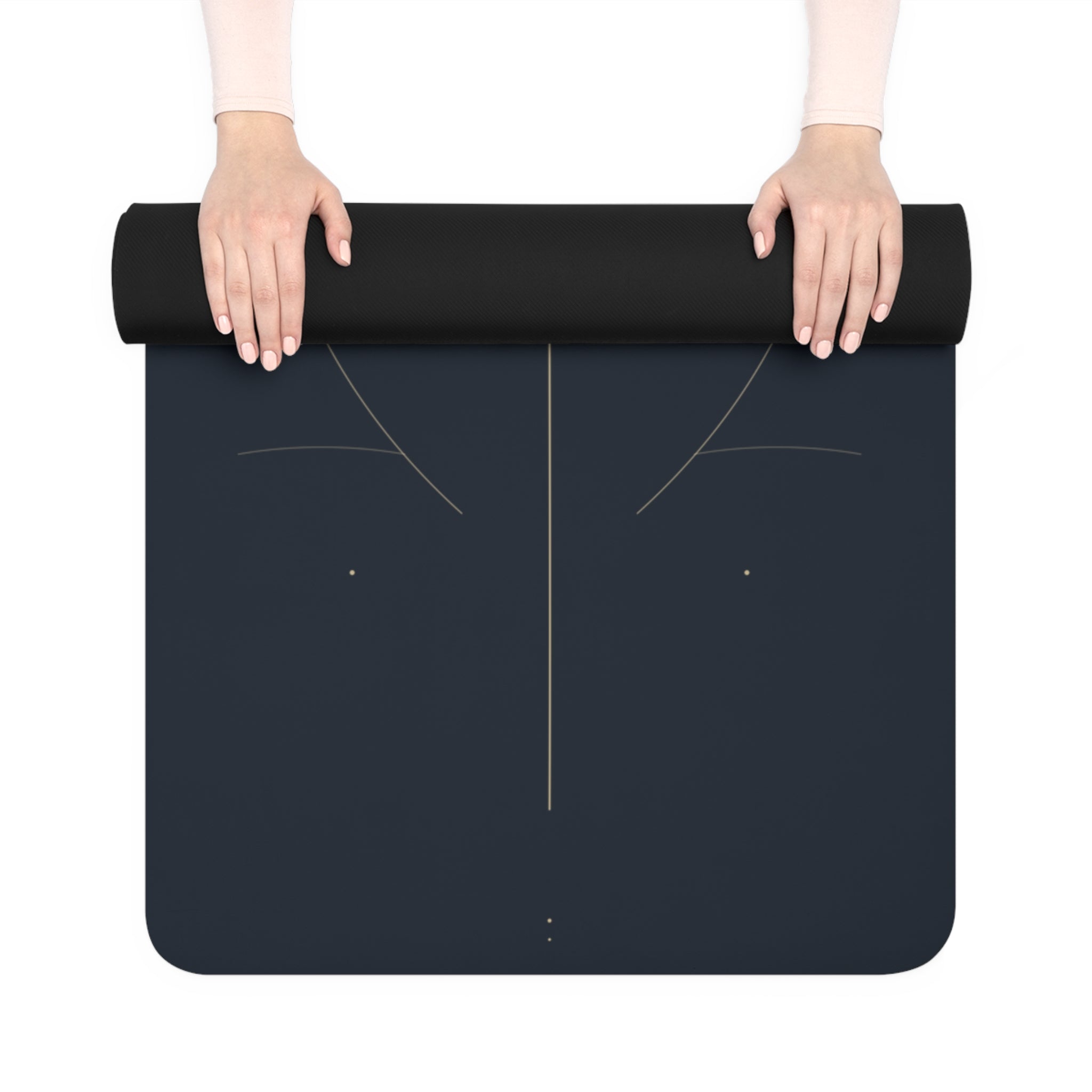 Non-Slip Rubber Yoga Mat — Alignment Guide with Lotus Center