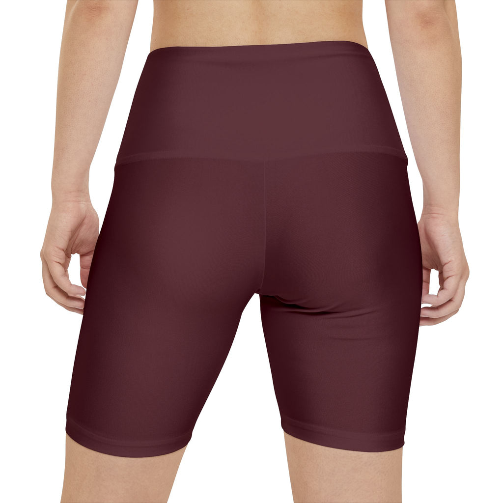Women's High-Waist Workout Shorts — Burgundy Active Biker Shorts