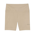 Beige High-Waist Workout Shorts – Women's Biker Activewear