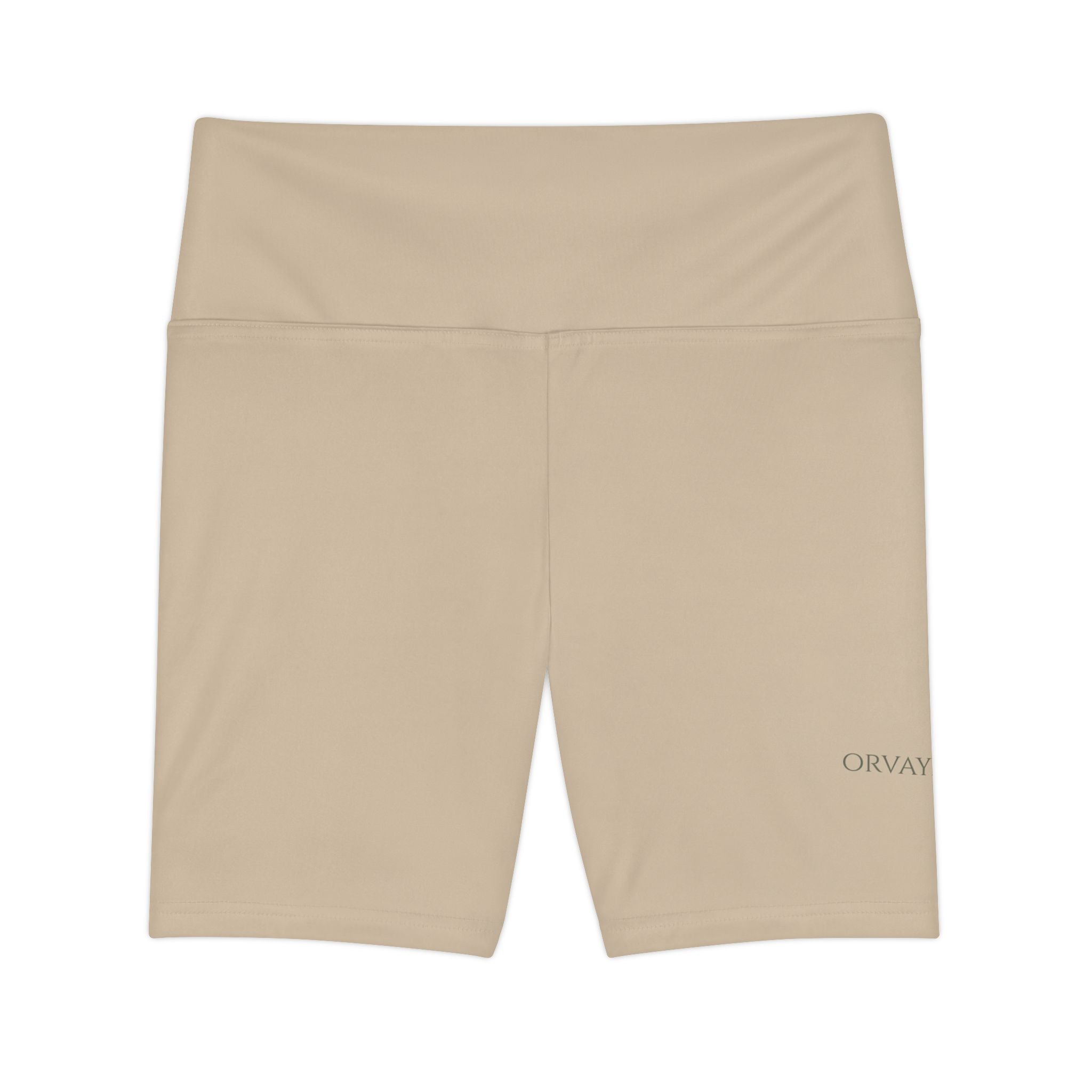 Beige High-Waist Workout Shorts – Women's Biker Activewear