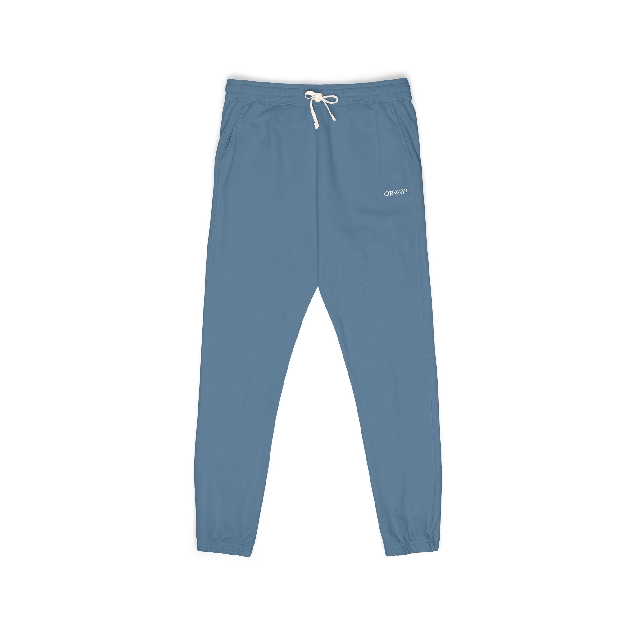 Garment-Dyed Fleece Sweatpants — Minimalist "aloha" Embroidered Lounge Joggers
