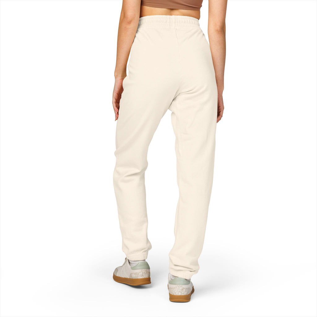 Garment-Dyed Fleece Sweatpants — Minimalist "aloha" Embroidered Lounge Joggers
