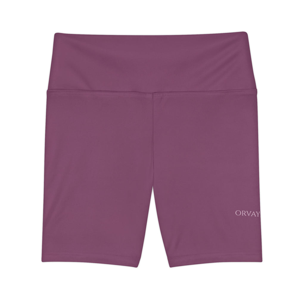 Women's Workout Shorts – Solid Plum High-Waist Athletic Biker Shorts