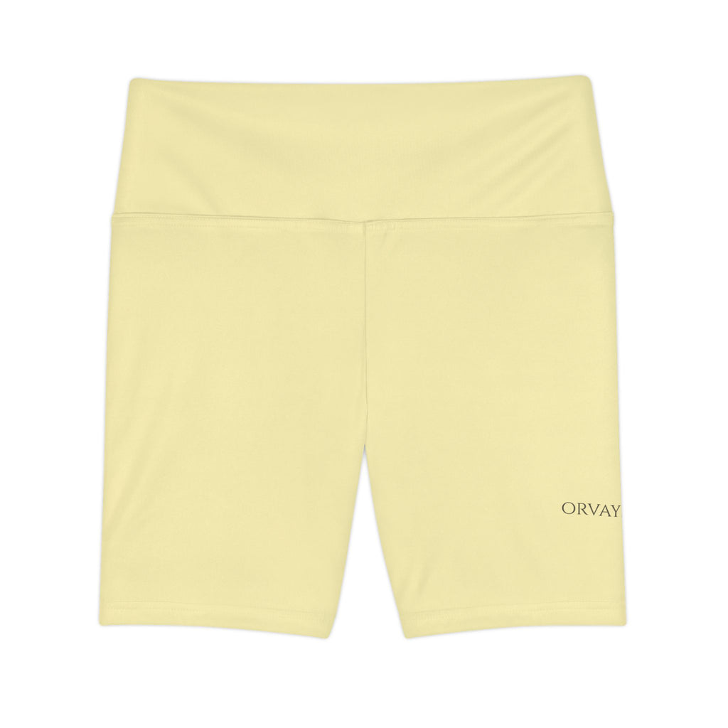 Yellow High-Waist Workout Shorts — Lightweight Women's Athletic Biker Shorts