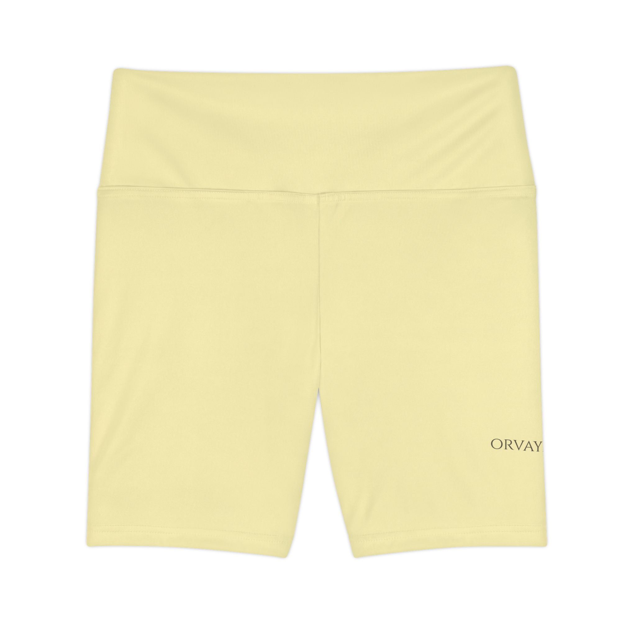 Yellow High-Waist Workout Shorts — Lightweight Women's Athletic Biker Shorts