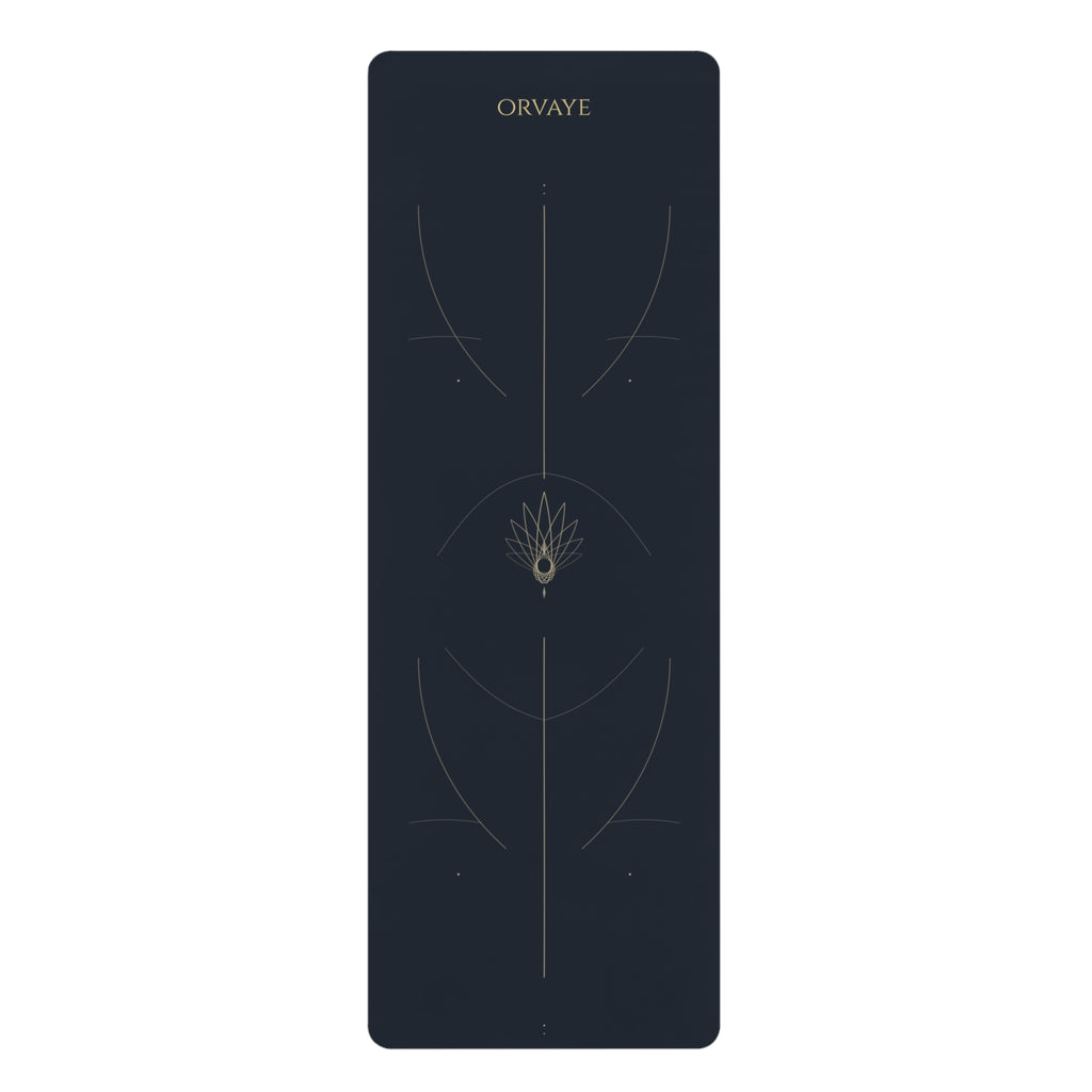 Non-Slip Rubber Yoga Mat — Alignment Guide with Lotus Center