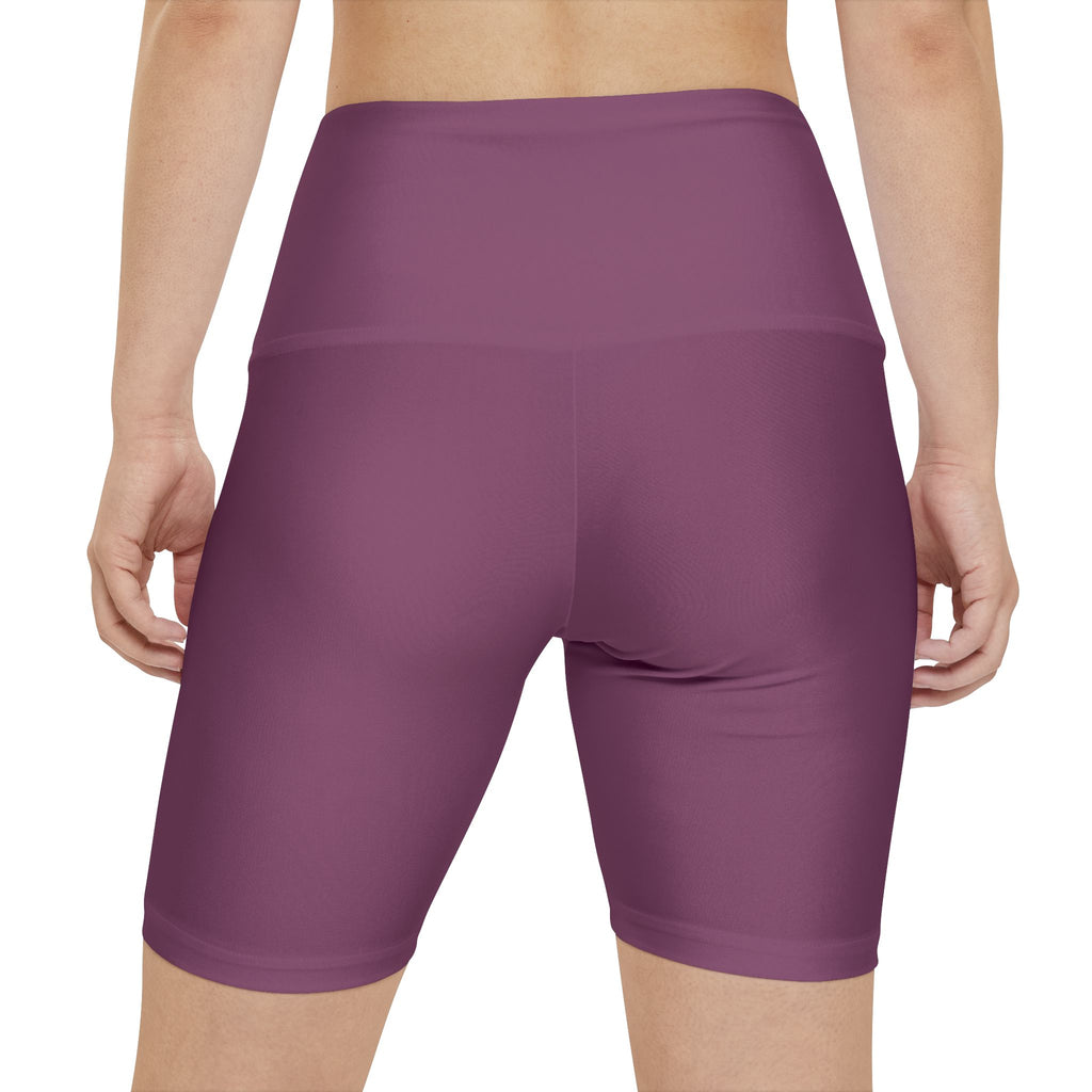 Women's Workout Shorts – Solid Plum High-Waist Athletic Biker Shorts