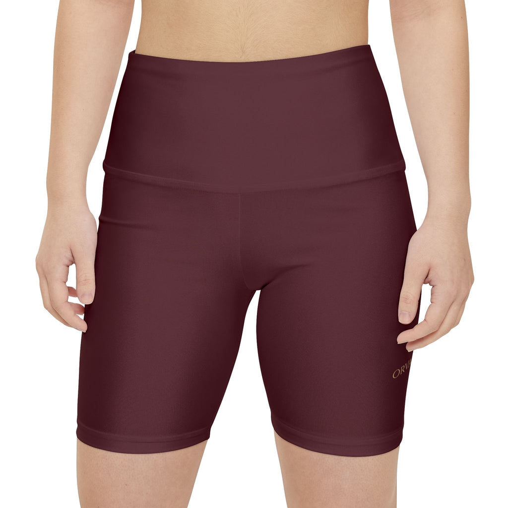 Women's High-Waist Workout Shorts — Burgundy Active Biker Shorts