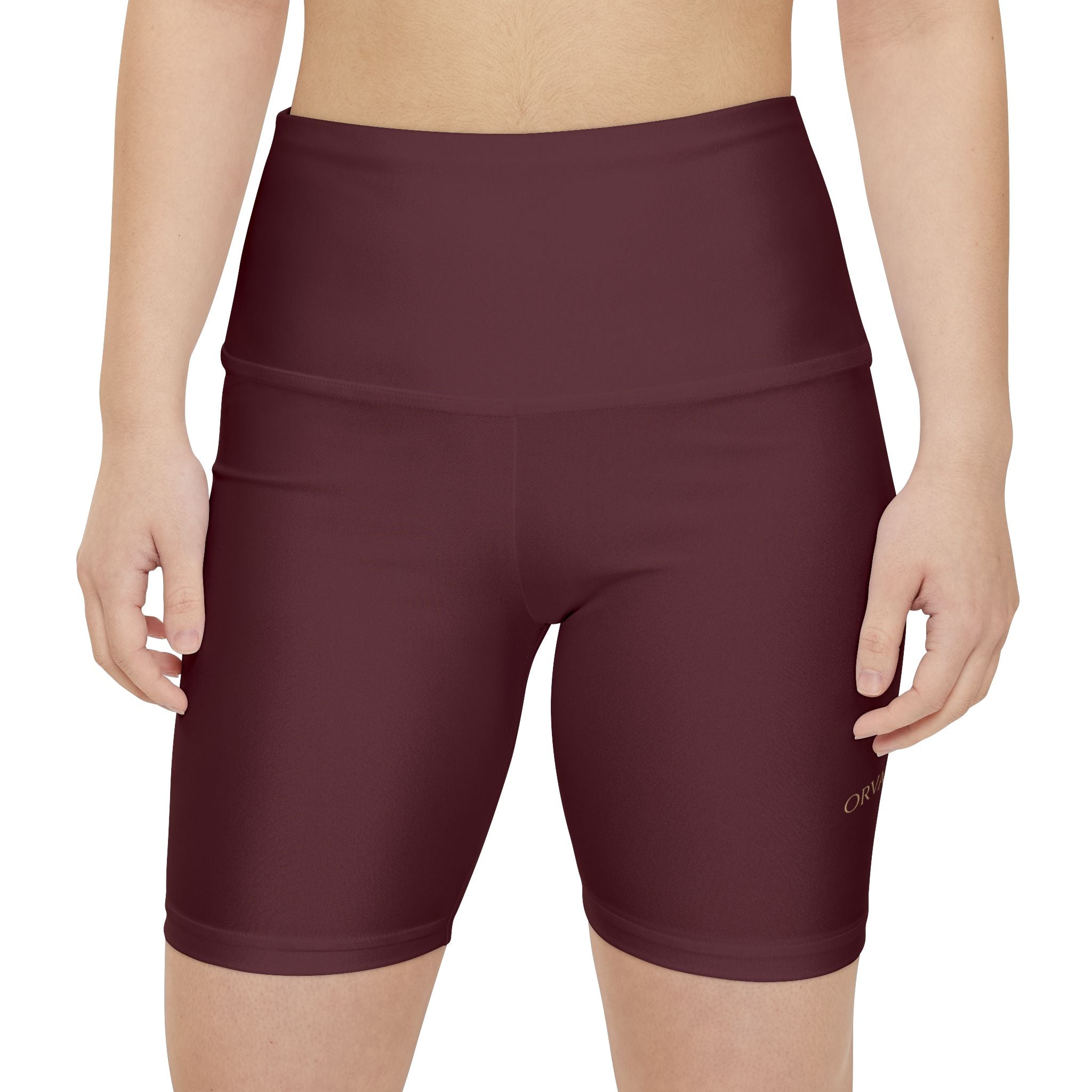 Women's High-Waist Workout Shorts — Burgundy Active Biker Shorts