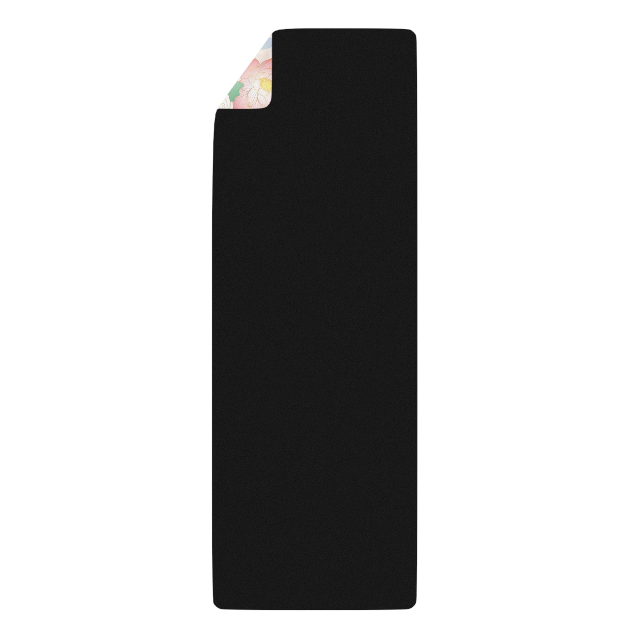 Floral Accent Rubber Yoga Mat — Non-Slip Rose Pilates Mat with Blossom Print