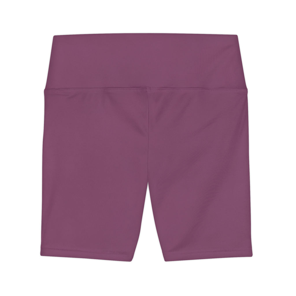 Women's Workout Shorts – Solid Plum High-Waist Athletic Biker Shorts