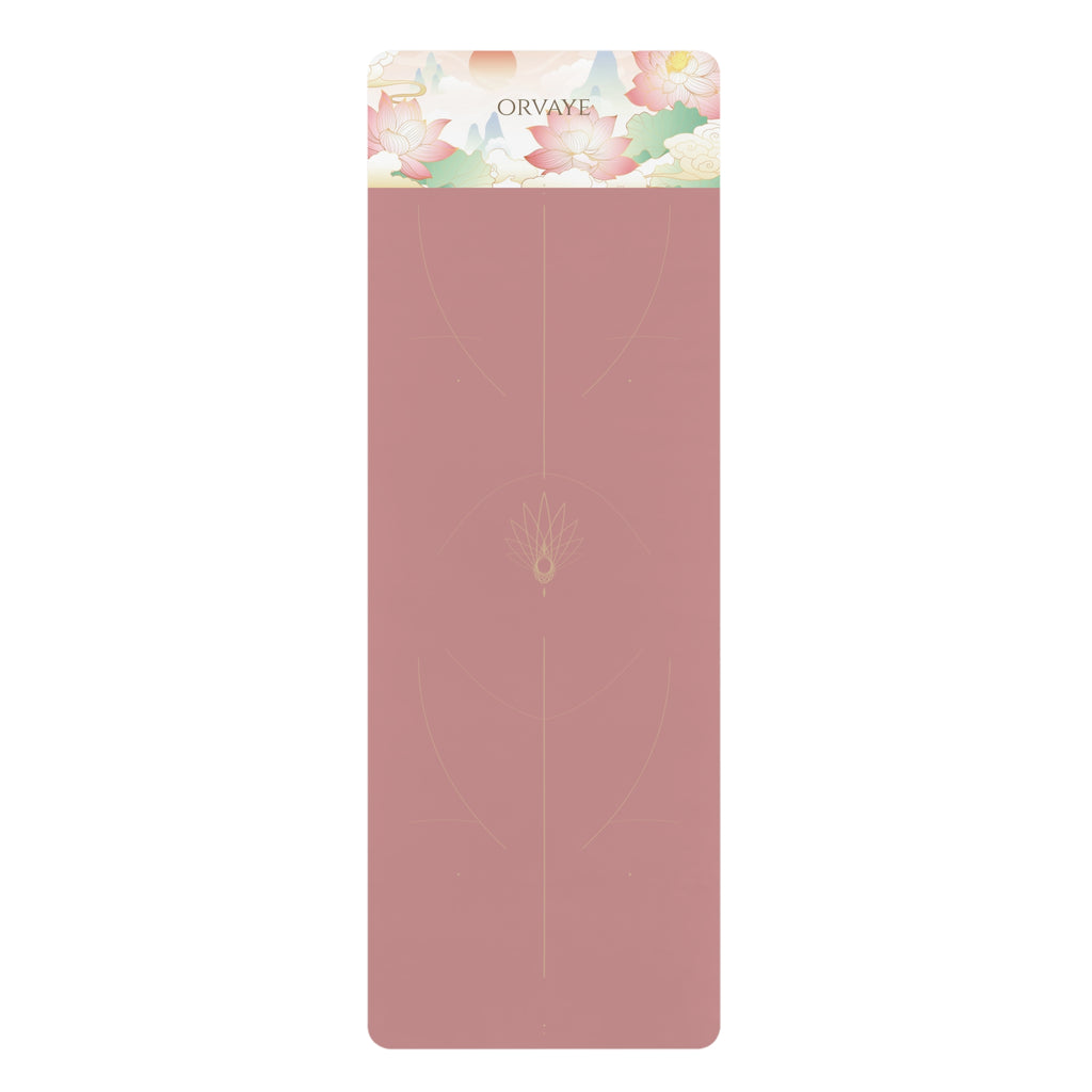 Floral Accent Rubber Yoga Mat — Non-Slip Rose Pilates Mat with Blossom Print