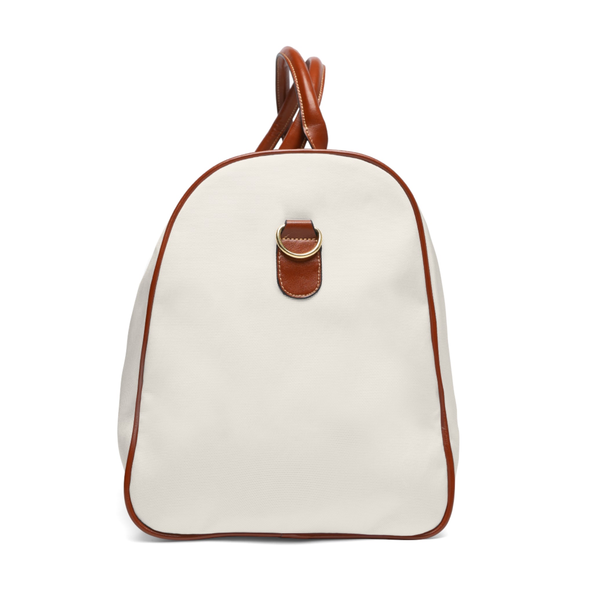 Waterproof Weekend Duffel Bag – Cream Travel Holdall with Brown Trim